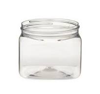 16 oz Clear PET Plastic Square Designer Jars (Cap Not Included) -  2846B07-BCLR