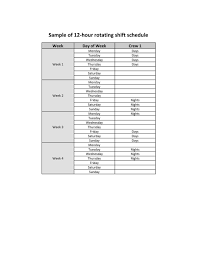 This work schedule is not as common but can be seen in. 12 Hr Shift Schedule Formats 4 On 3 Off Pivid Wednesday Calculate Time In Excel Time Difference Add Subtract And Sum Times Weekly Hourly Planner Template Unique 24 7 Shift Schedule Template Yi Tennant