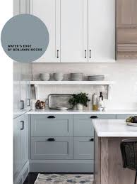 10 Really Amazing Blue Gray Paint Colors In Action Chris Loves Julia Water S Edge By Benjamin M Kitchen Cabinet Colors Kitchen Design Blue Gray Paint Colors