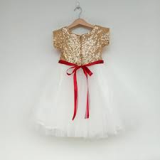 Christmas Dress Girls Gold White And Red Ribbon Christmas Etsy Flower Girl Dresses Dresses Girls Christmas Dresses