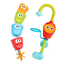 Automatic play spout attaches to the tub and offers many ways to play with water; Yookidoo Baby Bath Toy Flow N Fill Spout 3 Stackable Cups And Automated Spout Amazon Ca Toys Games