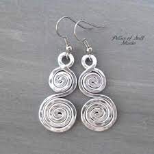 Hammered Double Spiral Aluminum Earrings Aluminum Earrings Handcrafted Artisan Jewelry Jewelry Making