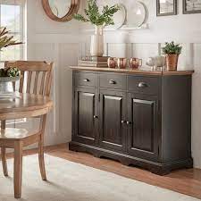 This buffet provides plentiful storage, featuring two shelved cabinets and a utility drawer for all your. Weston Home Oak Top Kitchen Cabinet Buffet Server Antique Black Walmart Com Walmart Com