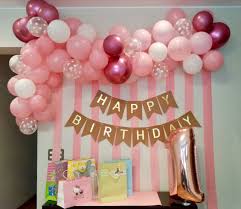 Cumpleaños de niñas 1 año. Happy Birthday Decoracion Primer Cumpleanos Nina Cuadro De Cumpleanos Decoraciones De Globos Para Fiesta