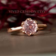 Kunzite Rose Gold Ring Pink Stone Ring Tulip Flower Pink Stone Rings Pink Ring Stone Ring Design