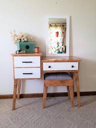 The compartment and drawers provide plenty of room for storing beauty supplies. Mid Century Modern Makeup And Vanity Table By Meagans Mood Etsy Mid Century Modern Vanity Modern Vanity Table Diy Mid Century Modern