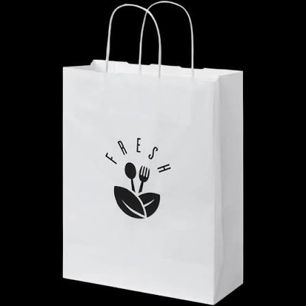 Medium White Kraft Paper Bag with Twisted Handles