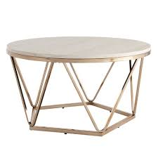 The best round coffee tables. Laconia Faux Stone Round Coffee Table White Gold Aiden Lane Target