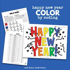 Most popular colors in web. Color By Coding Happy New Year Coloring Page Left Brain Craft Brain