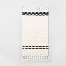 Magnificent target bathroom rugs with fieldcrest pattern for your exquisite bathroom. Stitch Stripe Bath Rug With Braided Fringe White Black Hearth Hand With Magnolia Target