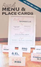 Get The Backyard Barbecue Started By Printing These Custom Place Cards And Menu Inspired By Walt Disney Pa Walt Disney Parks Disney Party Mickeys Backyard Bbq