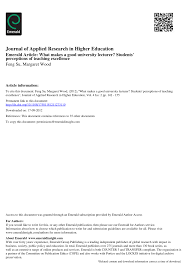 Sort by relevance date job type any job type full time contract permanent part time internship listed date any time last 24 hours last 7 days last 14 days last 30 days. Pdf What Makes A Good University Lecturer Students Perceptions Of Teaching Excellence