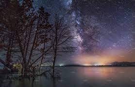 Milky Way Galaxy On The Lake Night Landscape Milky Way Galaxy Sunset Scenery