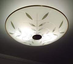 Vintage 1950s Mid Century Modern Glass Ceiling Light Fixture By Moe Light Ceiling Lights Modern Glass Glass Ceiling Lights