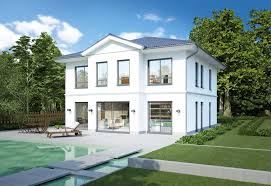 baudirekt hausidee sv 155 k die kubische form dieser hausidee kann mit einem zeltdach oder einem flachda haus ideen bauplan haus neoklassizistische architektur