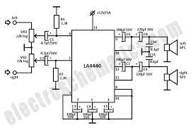 This is the circuit diagram of stereo audio amplifier of 4440 ic. La4440 Stereo Amplifier Circuit
