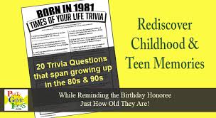 No matter how simple the math problem is, just seeing numbers and equations could send many people running for the hills. Born In 1981 Birthday Party Trivia Game