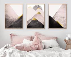 Modern Black And Gold Bedroom Decor Instant Download Set Of 3 Scandi Mountains In Blush Pink Black Gold Scandinavian Modern Triptych Bedroom Decor Posters Geometric Mountains Bedroom Decor Bedroom Design Pink Bedroom