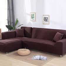Balance is achieved by placing a strong colour cushion in one corner of the sofa and a matching throw on the other side. Decor Home Store Sectional Sofa Couch Cover Plain Color In 2020 Corner Sofa Covers Corner Sectional Sofa Sectional Sofa Couch