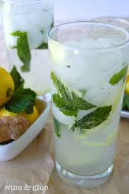 Lemon Ginger Mojito Www Wineandglue Com The Refreshing Flavors Of Lemon Ginger And Mint Healthy Cocktails Flavored Water Recipes Water Recipes