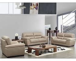 Modern Leather Sofa Set In Beige Color Esf8052set