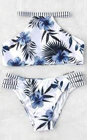 flower print striped trim ladder cutout bikini set cute bathing suits girls bathing suits swimsuits