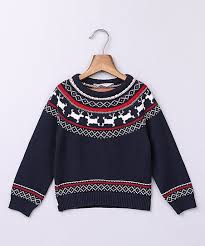 Beebay Navy Red Fair Isle Reindeer Sweater Infant Toddler