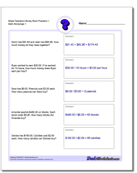 Money Word Problems Worksheet Mixed Operation Mixed Operation Money Word Problems Division Word Problems Money Word Problems Addition Words