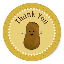 Happy Potato Thank You Classic Round Sticker Zazzle Com Happy Potato Round Stickers Stickers Custom