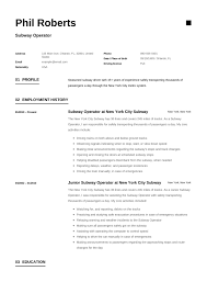 Subway Operator Resume Template In 2020 Resume Examples Job Resume Examples Call Center