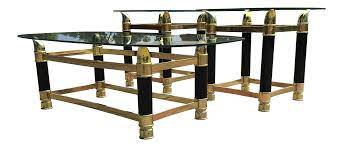 Chairs lines tusk living available at bunnings. Italian Faux Tusk Brass Glass Coffee Side Tables 3 Piece Set Chairish