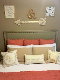Coral Taupe And White Bedroom With Gold Accents Home Decor Bedroom Coral Bedroom Decor Living Room Grey