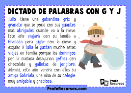 Dictados Cortos Con G Y Con J Para Ninos De Primaria