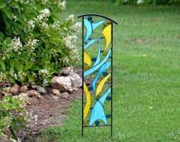 Large Stained Glass Garden Decoration Yard Art Garden Etsy Custom Stained Glass Stained Glass Glass Garden