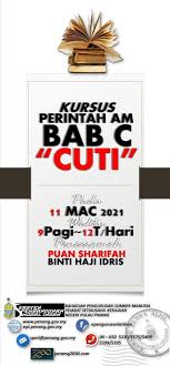 Ramdani bahagian sumber manusia, jabatan pendaftar (kkl) kenapa kenapa diwujudkan peraturan tatatertib? E Pengurusan Latihan Psukpp Fb Live Kursus Perintah Am Bab C Cuti Oleh Puan Sharifah Binti Haji Idris Bahagian Pengurusan Sumber Manusia Pejabat Setiausaha Kerajaan Negeri Pulau Pinang Tarikh