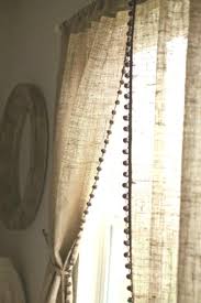 Natural Burlap Curtain Panel With Pom Pom Trim Country Farmhouse Drapes Living Room Decor Rod Pocket 1 Panel Nursery Kids Living Gostinaya
