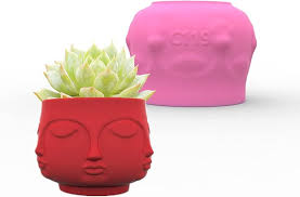 Buda Face Vaso de Flores Molde de Silicone de Cimento Argila Concreta Molde  de Vaso de Suculentas Molde de Castiçal para Decoração de Mesa de Casa