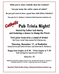 Oct 11, 2020 · after your team gets through this collection of questions, you will be an expert on the nba. Catholic Pub Trivia Night Cathedral Of St Matthew The Apostle In Washington