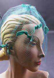 Vintage Brand New 50's Famous Glamour Veil Hat Color Green