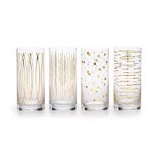 Mikasa Cheers Gold 16oz High Ball Glasses Set Of 4