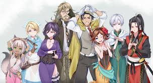 Rule 34 Dev - 4boys 4girls agnea_bristarni animal_ears beard breasts  brown_coat brown_gloves castti_florenz cleavage coat coat_on_shoulders  collar dress earrings facial_hair fedora flower glasses gloves green_robe  hair_flower hair_ornament hat highres ...