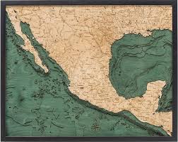 Mexico 3 D Nautical Wood Chart Art 24 5 X 31