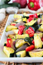 Line a baking tray with parchment paper. Veggie Bake Oven Roasted Zucchini Medley The Anthony Kitchen