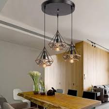 At lighting lighting lighting, we have a huge selection of dining table pendants. Industrial Diamond Wire Frame Pendant Light Manila Rope 3 Heads Black Ceiling Pendant For Dining Table Beautifulhalo Com