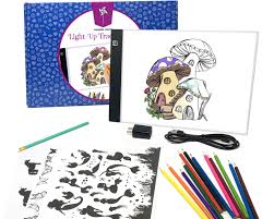 Amazon Com Pinwheel Crafts Light Up Tracing Pad For Kids Provides Ultra Bright Led Light Box For Tracing And Easy Light Pad Tracing Includes 10 Fun Tracing Light Box Designs 12 Colored Pencils