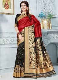 Black And Red Combination Designer Saree Can Anything Be Better Than A Combination Of Red And Black Get Gorgeous With This Artsilk Regionalsaree Art Silk Sarees Saree Silk Sarees