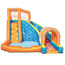 Bestway H2ogo Hurricane Tunnel Blast Inflatable Water Park Pool With Slide In 2020 Inflatable Water Park Backyard Water Parks Water Park