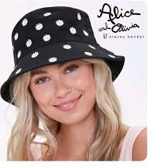 Alice + Olivia Reversible Bucket Hat Floral Daisy Black White 90’s Y2K  Girly