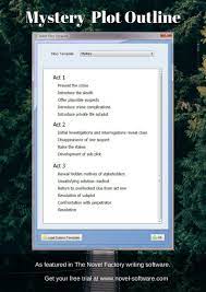 Mystery Plot Outline As Featured In The Novel Factory Writers Software Writing Plot Writing Outline Mystery Writing
