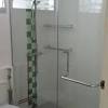 Sliding bath screen fixed pivot shower doors double panels aluminum chrome frame. 1